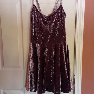 24HRS Purple Crushed Velvet Skater Dress